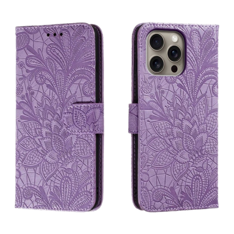 蕾絲花紋壓紋翻蓋皮革手機殼，適用於 iPhone 17e / 16e、iPhone 17 Pro Max、iPhone 17 Pro、iPhone 17、iPhone Air、iPhone 16 Pro Max、iPhone 16 Pro、iPhone 16 Plus