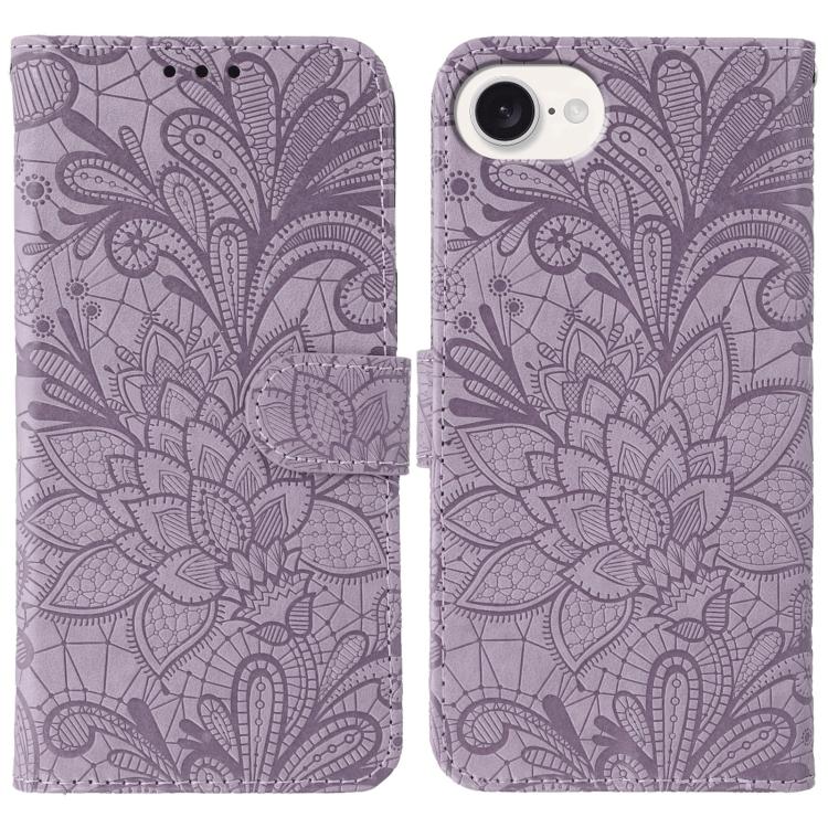 蕾絲花紋壓紋翻蓋皮革手機殼，適用於 iPhone 17e / 16e、iPhone 17 Pro Max、iPhone 17 Pro、iPhone 17、iPhone Air、iPhone 16 Pro Max、iPhone 16 Pro、iPhone 16 Plus