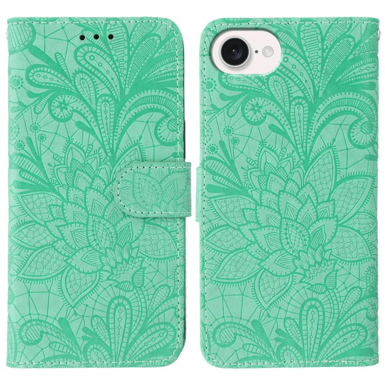 蕾絲花紋壓紋翻蓋皮革手機殼，適用於 iPhone 17e / 16e、iPhone 17 Pro Max、iPhone 17 Pro、iPhone 17、iPhone Air、iPhone 16 Pro Max、iPhone 16 Pro、iPhone 16 Plus