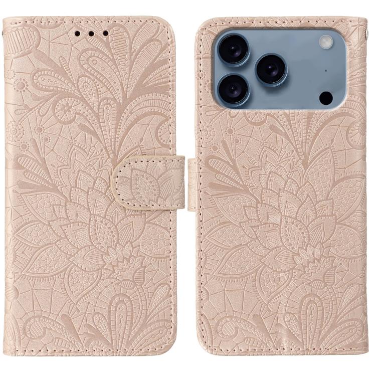 蕾絲花紋壓紋翻蓋皮革手機殼，適用於 iPhone 17e / 16e、iPhone 17 Pro Max、iPhone 17 Pro、iPhone 17、iPhone Air、iPhone 16 Pro Max、iPhone 16 Pro、iPhone 16 Plus