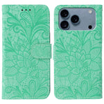 蕾絲花紋壓紋翻蓋皮革手機殼，適用於 iPhone 17e / 16e、iPhone 17 Pro Max、iPhone 17 Pro、iPhone 17、iPhone Air、iPhone 16 Pro Max、iPhone 16 Pro、iPhone 16 Plus