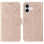 蕾絲花紋壓紋翻蓋皮革手機殼，適用於 iPhone 17e / 16e、iPhone 17 Pro Max、iPhone 17 Pro、iPhone 17、iPhone Air、iPhone 16 Pro Max、iPhone 16 Pro、iPhone 16 Plus