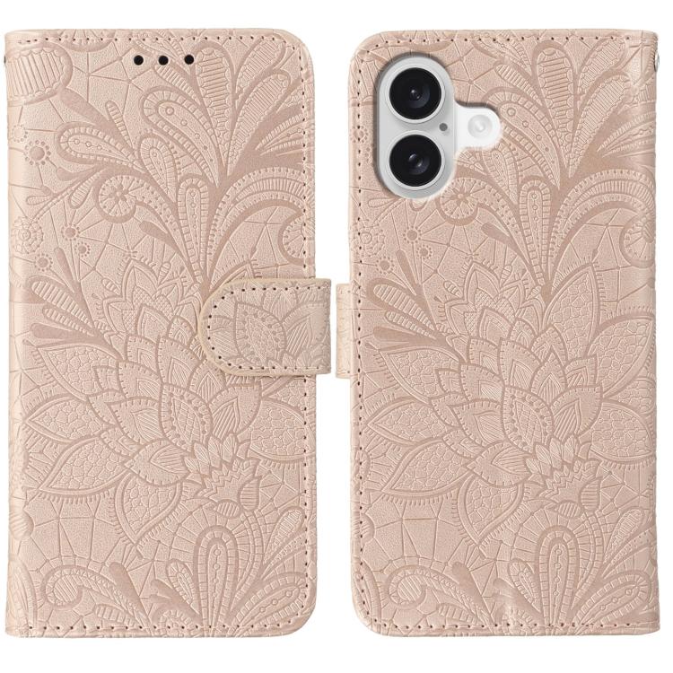 蕾絲花紋壓紋翻蓋皮革手機殼，適用於 iPhone 17e / 16e、iPhone 17 Pro Max、iPhone 17 Pro、iPhone 17、iPhone Air、iPhone 16 Pro Max、iPhone 16 Pro、iPhone 16 Plus