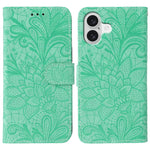 蕾絲花紋壓紋翻蓋皮革手機殼，適用於 iPhone 17e / 16e、iPhone 17 Pro Max、iPhone 17 Pro、iPhone 17、iPhone Air、iPhone 16 Pro Max、iPhone 16 Pro、iPhone 16 Plus