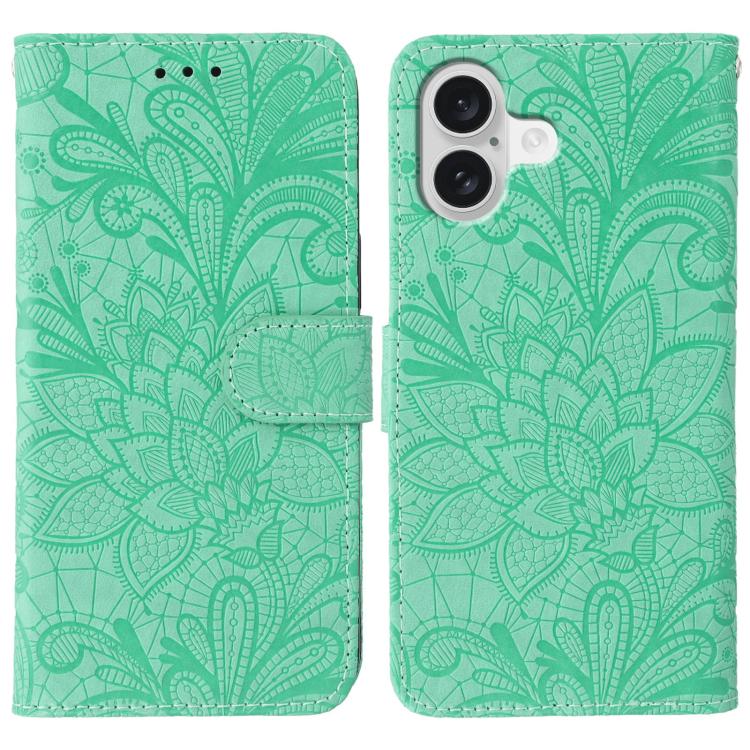 蕾絲花紋壓紋翻蓋皮革手機殼，適用於 iPhone 17e / 16e、iPhone 17 Pro Max、iPhone 17 Pro、iPhone 17、iPhone Air、iPhone 16 Pro Max、iPhone 16 Pro、iPhone 16 Plus