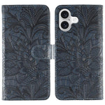 蕾絲花紋壓紋翻蓋皮革手機殼，適用於 iPhone 17e / 16e、iPhone 17 Pro Max、iPhone 17 Pro、iPhone 17、iPhone Air、iPhone 16 Pro Max、iPhone 16 Pro、iPhone 16 Plus