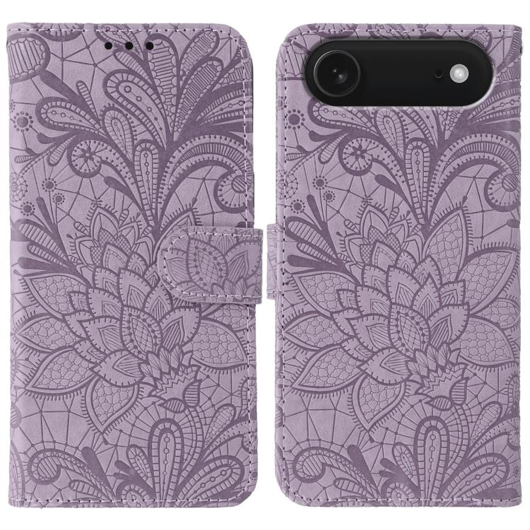 蕾絲花紋壓紋翻蓋皮革手機殼，適用於 iPhone 17e / 16e、iPhone 17 Pro Max、iPhone 17 Pro、iPhone 17、iPhone Air、iPhone 16 Pro Max、iPhone 16 Pro、iPhone 16 Plus