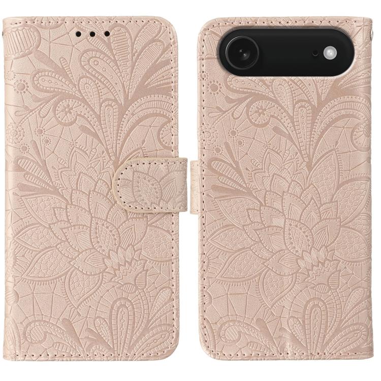 蕾絲花紋壓紋翻蓋皮革手機殼，適用於 iPhone 17e / 16e、iPhone 17 Pro Max、iPhone 17 Pro、iPhone 17、iPhone Air、iPhone 16 Pro Max、iPhone 16 Pro、iPhone 16 Plus