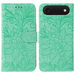 蕾絲花紋壓紋翻蓋皮革手機殼，適用於 iPhone 17e / 16e、iPhone 17 Pro Max、iPhone 17 Pro、iPhone 17、iPhone Air、iPhone 16 Pro Max、iPhone 16 Pro、iPhone 16 Plus