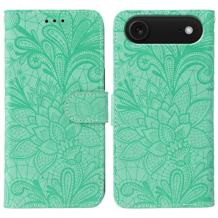 蕾絲花紋壓紋翻蓋皮革手機殼，適用於 iPhone 17e / 16e、iPhone 17 Pro Max、iPhone 17 Pro、iPhone 17、iPhone Air、iPhone 16 Pro Max、iPhone 16 Pro、iPhone 16 Plus