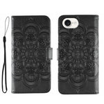 太陽曼陀羅壓紋皮革手機殼，適用於 iPhone 16e / 17e、iPhone 17 Pro Max、iPhone 17 Pro、iPhone 17、iPhone Air、iPhone 15 Pro Max