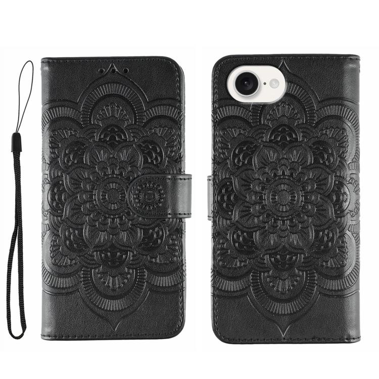 太陽曼陀羅壓紋皮革手機殼，適用於 iPhone 16e / 17e、iPhone 17 Pro Max、iPhone 17 Pro、iPhone 17、iPhone Air、iPhone 15 Pro Max