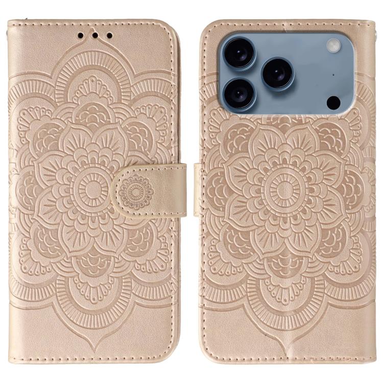 太陽曼陀羅壓紋皮革手機殼，適用於 iPhone 16e / 17e、iPhone 17 Pro Max、iPhone 17 Pro、iPhone 17、iPhone Air、iPhone 15 Pro Max