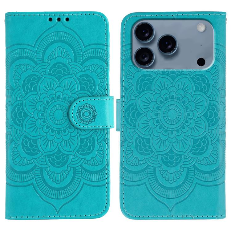 太陽曼陀羅壓紋皮革手機殼，適用於 iPhone 16e / 17e、iPhone 17 Pro Max、iPhone 17 Pro、iPhone 17、iPhone Air、iPhone 15 Pro Max