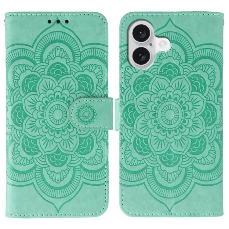 太陽曼陀羅壓紋皮革手機殼，適用於 iPhone 16e / 17e、iPhone 17 Pro Max、iPhone 17 Pro、iPhone 17、iPhone Air、iPhone 15 Pro Max