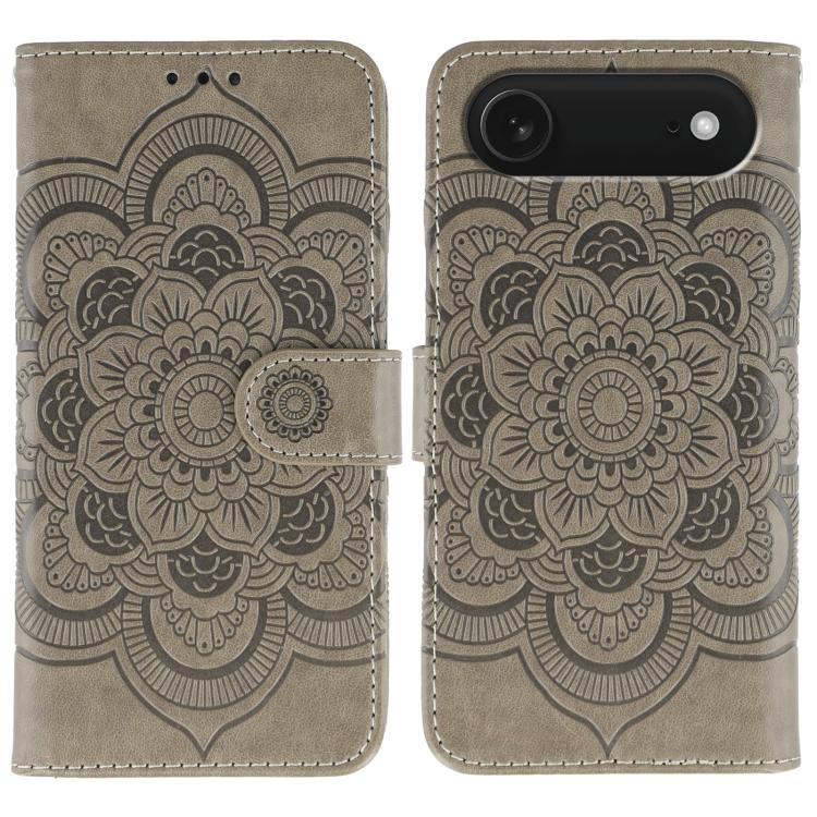太陽曼陀羅壓紋皮革手機殼，適用於 iPhone 16e / 17e、iPhone 17 Pro Max、iPhone 17 Pro、iPhone 17、iPhone Air、iPhone 15 Pro Max