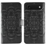 太陽曼陀羅壓紋皮革手機殼，適用於 iPhone 16e / 17e、iPhone 17 Pro Max、iPhone 17 Pro、iPhone 17、iPhone Air、iPhone 15 Pro Max