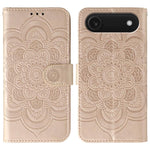 太陽曼陀羅壓紋皮革手機殼，適用於 iPhone 16e / 17e、iPhone 17 Pro Max、iPhone 17 Pro、iPhone 17、iPhone Air、iPhone 15 Pro Max