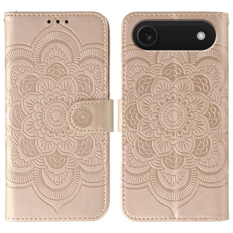 太陽曼陀羅壓紋皮革手機殼，適用於 iPhone 16e / 17e、iPhone 17 Pro Max、iPhone 17 Pro、iPhone 17、iPhone Air、iPhone 15 Pro Max
