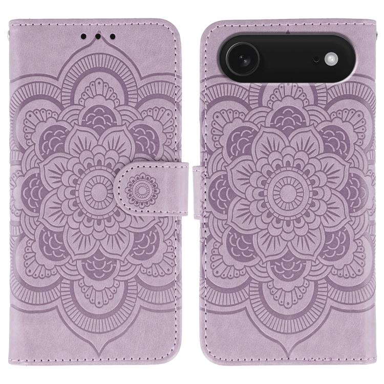 太陽曼陀羅壓紋皮革手機殼，適用於 iPhone 16e / 17e、iPhone 17 Pro Max、iPhone 17 Pro、iPhone 17、iPhone Air、iPhone 15 Pro Max