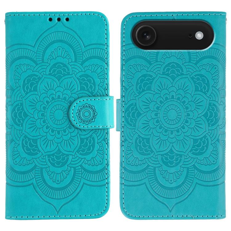太陽曼陀羅壓紋皮革手機殼，適用於 iPhone 16e / 17e、iPhone 17 Pro Max、iPhone 17 Pro、iPhone 17、iPhone Air、iPhone 15 Pro Max