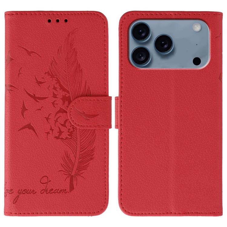 羽毛圖案荔枝紋皮革手機殼，適用於 iPhone 17 Pro Max、iPhone 17 Pro、iPhone 17、iPhone Air、iPhone 15 Pro Max、iPhone 15 Pro、iPhone 15 Plus、iPhone 15