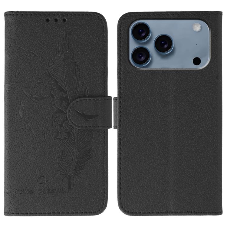 羽毛圖案荔枝紋皮革手機殼，適用於 iPhone 17 Pro Max、iPhone 17 Pro、iPhone 17、iPhone Air、iPhone 15 Pro Max、iPhone 15 Pro、iPhone 15 Plus、iPhone 15