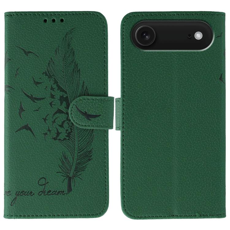 羽毛圖案荔枝紋皮革手機殼，適用於 iPhone 17 Pro Max、iPhone 17 Pro、iPhone 17、iPhone Air、iPhone 15 Pro Max、iPhone 15 Pro、iPhone 15 Plus、iPhone 15