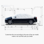 汽車半罩汽車遮陽隔熱防曬罩，鋁箔材質，尺寸3.6x1.6x1.5米