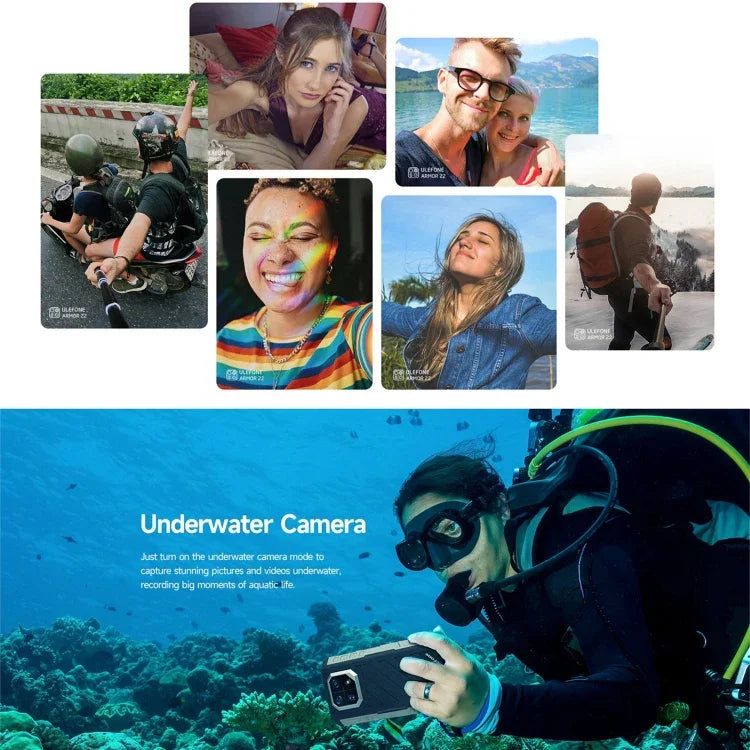 Ulefone Armor 22，IP68/IP69K 堅固型手機，6.58 吋 Android 15 MediaTek Helio G96 八核心，網絡：4G，NFC，OTG，8GB+128GB，8GB+256GB
