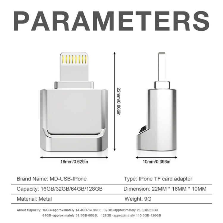 MicroDrive 8針轉TF卡轉接器迷你iPhone及iPad TF卡讀卡器，讀卡器