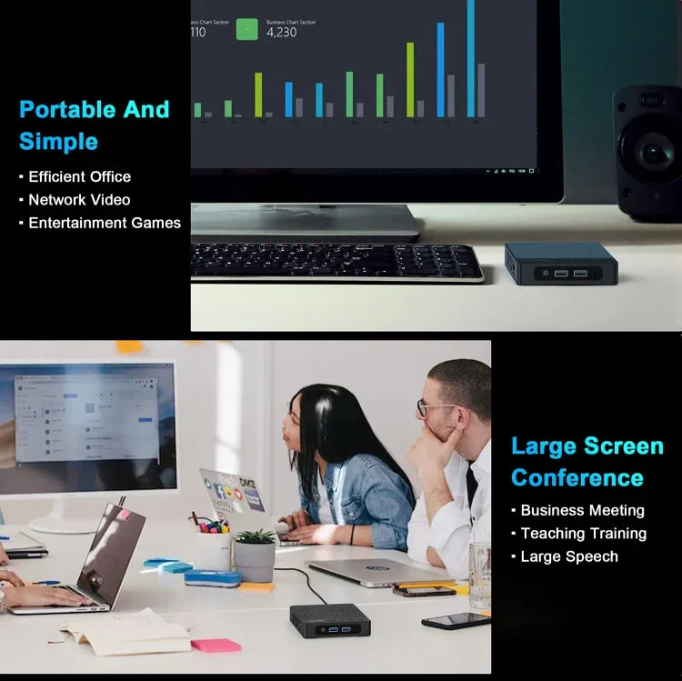 GXMO N42 Windows 11 Intel Gemini Lake N4020C 迷你電腦 NVME SSD WiFi 迷你桌機，4GB+64GB，4GB+64GB+256GB