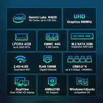 GXMO N42 Windows 11 Intel Gemini Lake N4020C 迷你電腦 NVME SSD WiFi 迷你桌機，4GB+64GB，4GB+64GB+256GB