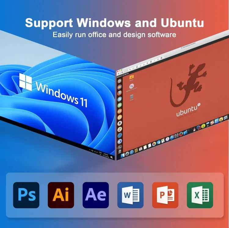 GXMO N42 Windows 11 Intel Gemini Lake N4020C 迷你電腦 NVME SSD WiFi 迷你桌機，4GB+64GB，4GB+64GB+256GB