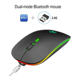 HXSJ T18 2.4GHZ 1600dpi 雙模式發光無線滑鼠 USB + 藍牙 5.1 可充電