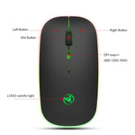 HXSJ T18 2.4GHZ 1600dpi 雙模式發光無線滑鼠 USB + 藍牙 5.1 可充電