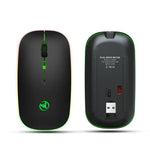 HXSJ T18 2.4GHZ 1600dpi 雙模式發光無線滑鼠 USB + 藍牙 5.1 可充電