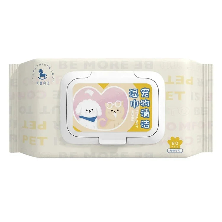 寵物清潔濕巾 貓狗身體清潔，80片 x 1
