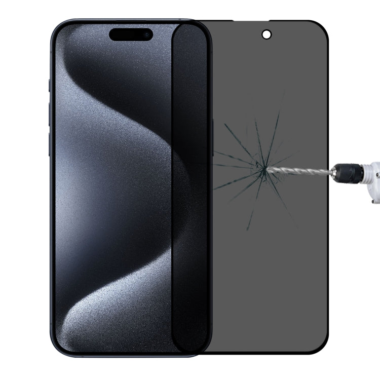 Full Cover Anti-spy Silk Screen Tempered Glass Film, For iPhone 15 Pro Max / 15 Plus, For iPhone 15 Pro / 15