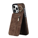 復古指環與拉鍊 RFID 卡槽手機殼，適用於 iPhone 16 Pro、iPhone 16 Plus、iPhone 16、iPhone 15 Pro Max、iPhone 15 Pro、iPhone 15 Plus
