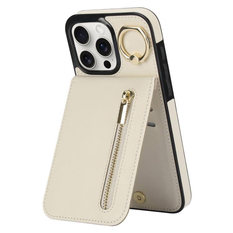 復古指環與拉鍊 RFID 卡槽手機殼，適用於 iPhone 16 Pro、iPhone 16 Plus、iPhone 16、iPhone 15 Pro Max、iPhone 15 Pro、iPhone 15 Plus