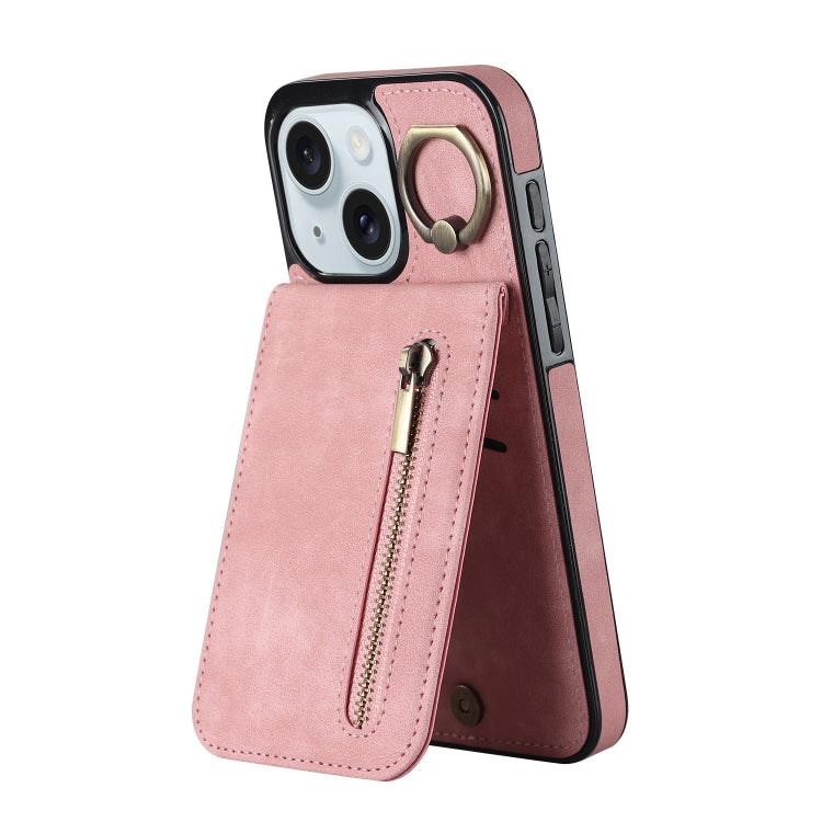 復古指環與拉鍊 RFID 卡槽手機殼，適用於 iPhone 16 Pro、iPhone 16 Plus、iPhone 16、iPhone 15 Pro Max、iPhone 15 Pro、iPhone 15 Plus