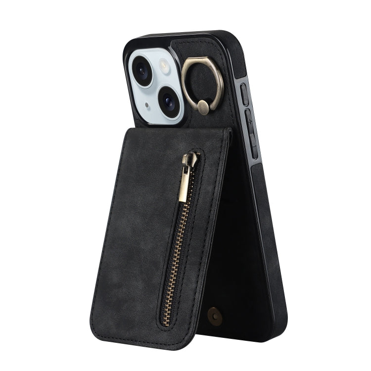 復古指環與拉鍊 RFID 卡槽手機殼，適用於 iPhone 16 Pro、iPhone 16 Plus、iPhone 16、iPhone 15 Pro Max、iPhone 15 Pro、iPhone 15 Plus