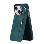 復古指環與拉鍊 RFID 卡槽手機殼，適用於 iPhone 16 Pro、iPhone 16 Plus、iPhone 16、iPhone 15 Pro Max、iPhone 15 Pro、iPhone 15 Plus