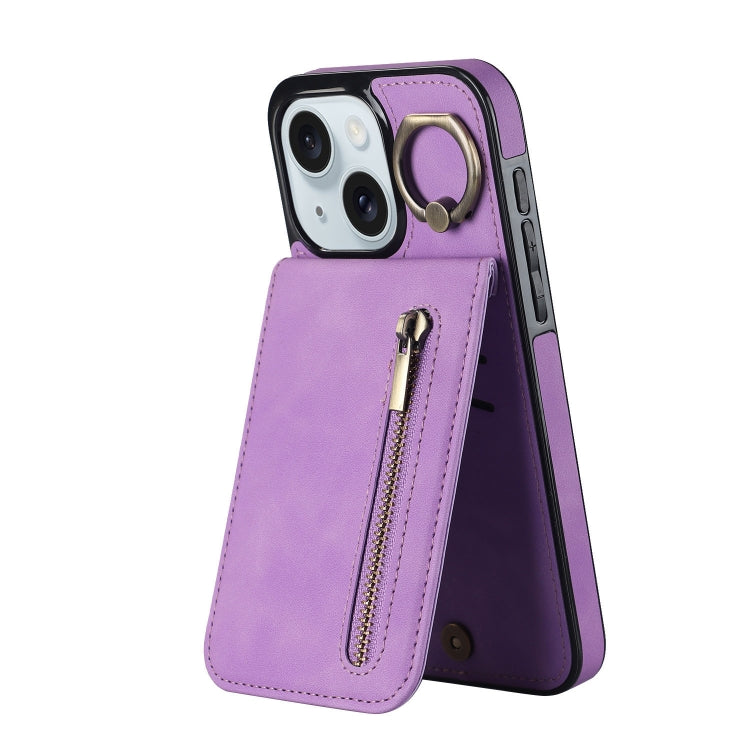 復古指環與拉鍊 RFID 卡槽手機殼，適用於 iPhone 16 Pro、iPhone 16 Plus、iPhone 16、iPhone 15 Pro Max、iPhone 15 Pro、iPhone 15 Plus