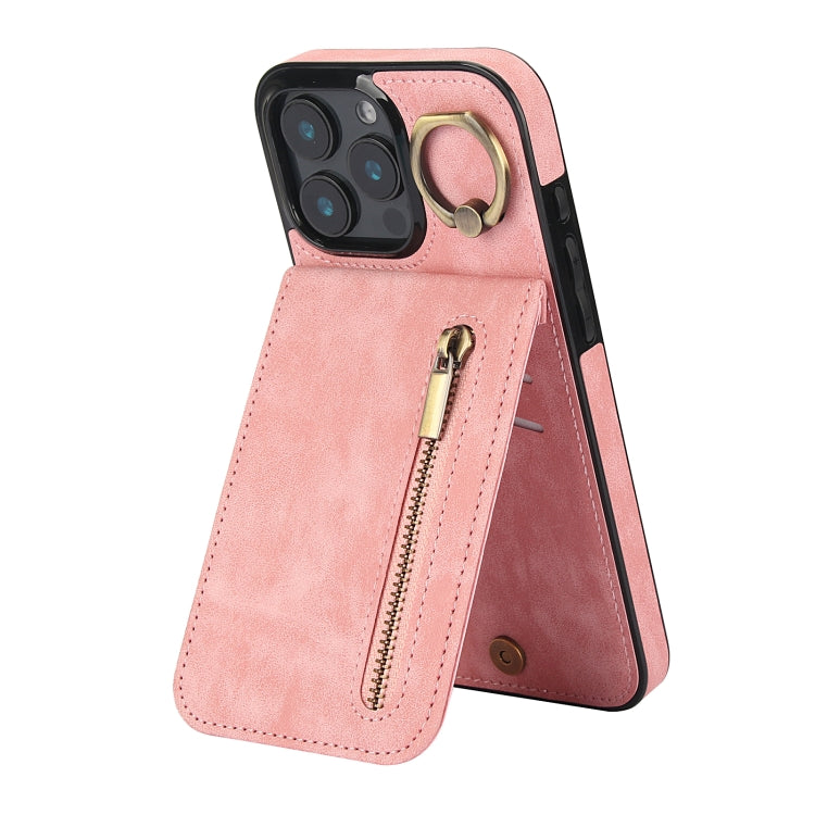復古指環與拉鍊 RFID 卡槽手機殼，適用於 iPhone 16 Pro、iPhone 16 Plus、iPhone 16、iPhone 15 Pro Max、iPhone 15 Pro、iPhone 15 Plus
