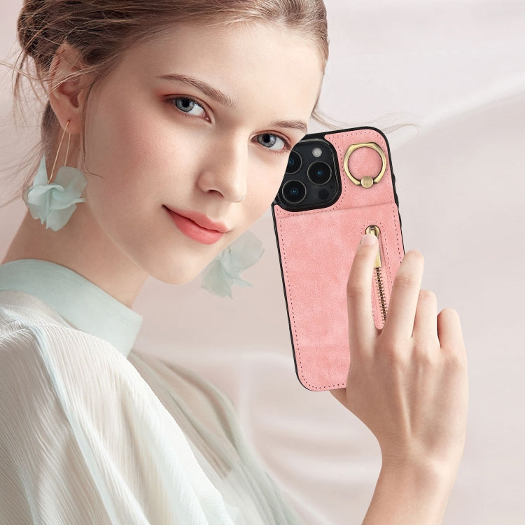 復古指環與拉鍊 RFID 卡槽手機殼，適用於 iPhone 16 Pro、iPhone 16 Plus、iPhone 16、iPhone 15 Pro Max、iPhone 15 Pro、iPhone 15 Plus