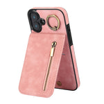 復古指環與拉鍊 RFID 卡槽手機殼，適用於 iPhone 16 Pro、iPhone 16 Plus、iPhone 16、iPhone 15 Pro Max、iPhone 15 Pro、iPhone 15 Plus