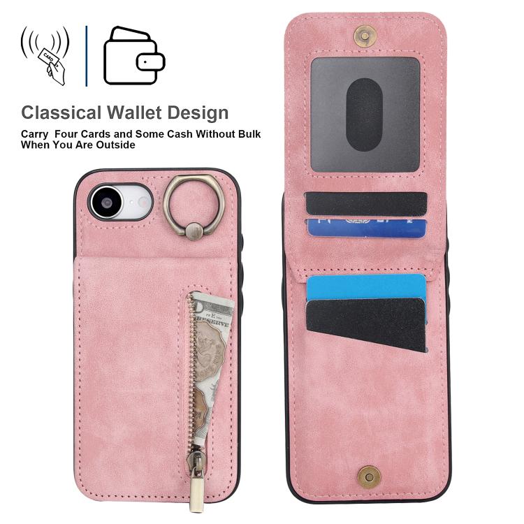 復古戒指與拉鍊 RFID 卡槽手機殼，適用於 iPhone 17e / 16e，iPhone 17 Pro Max，iPhone 17 Pro，iPhone 17，iPhone Air，iPhone 16 Pro Max