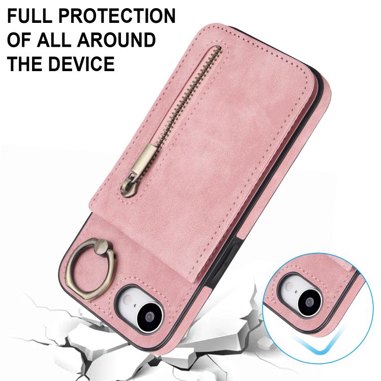 復古戒指與拉鍊 RFID 卡槽手機殼，適用於 iPhone 17e / 16e，iPhone 17 Pro Max，iPhone 17 Pro，iPhone 17，iPhone Air，iPhone 16 Pro Max